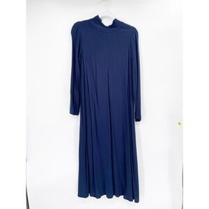 Rachel Pally Solid Navy Blue Long Sleeve Maxi Shift Dress Size Small